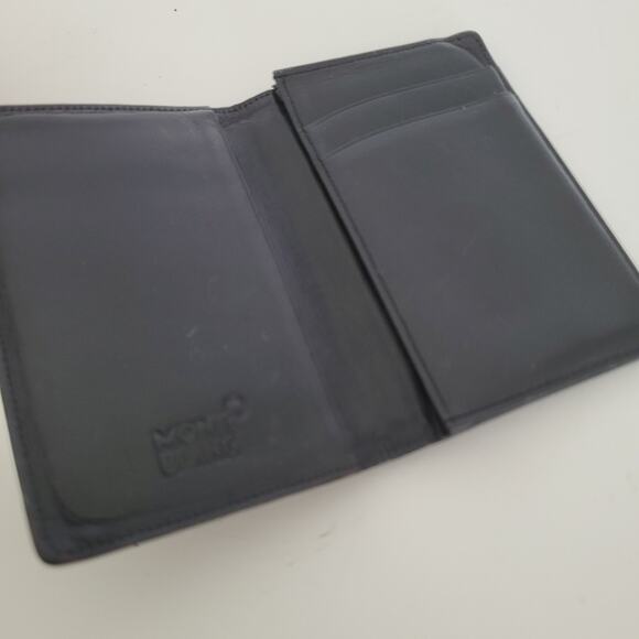 Montblanc Meisterstuck Men's Leather Black Wallet Card Holder Small Bifold Logo - Picture 3 of 9